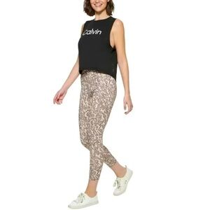 Calvin Klein Performance Printed High-Rise 7/8 Leggings - Leopard Track Moonrock